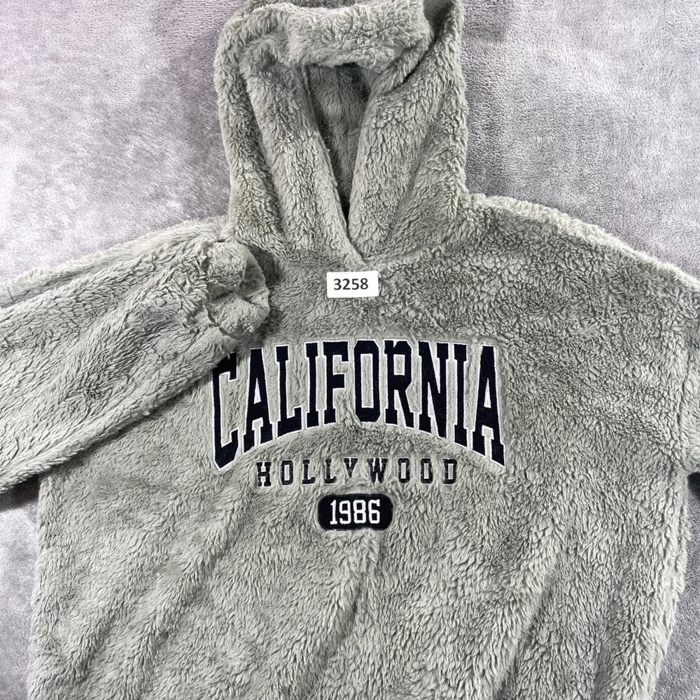 Charlotte Russe Hoodie Women S Grey Sherpa‎ California Hollywood 1986 Graphic